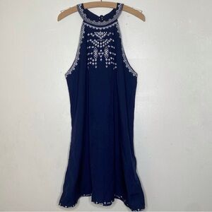 Unbranded blue and white embroidered back tie dress